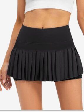 Womens Pleated Tennis Skirts with Shorts High Waisted Mini Skirt Golf Skort XS